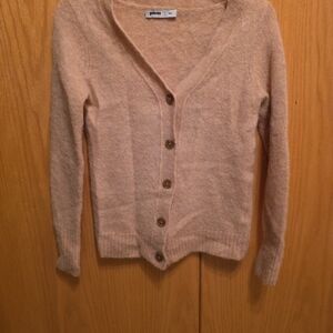 Pacas Baby Alpaca Merino Wool Blend Beige Sz S Button Cardigan Preppy Classic